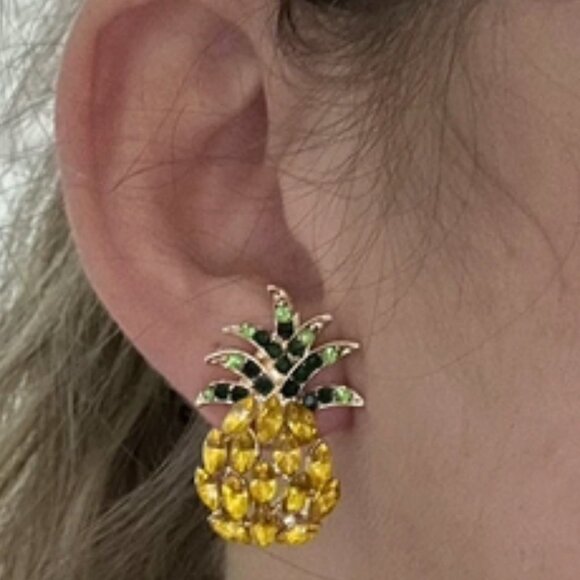 Pineapple Stud Earrings For Women's Summer Beach Accessories - Picture 2 of 7